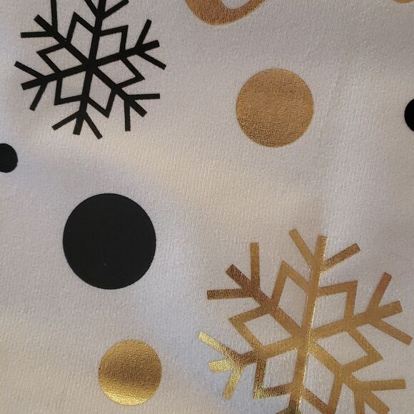 Contemporary Christmas Pillow Cover Snowflake Polkadots Black Silver Gold - Picture 7 of 8